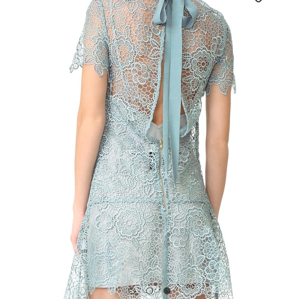 Open back guipire lace mini dress by self portrait